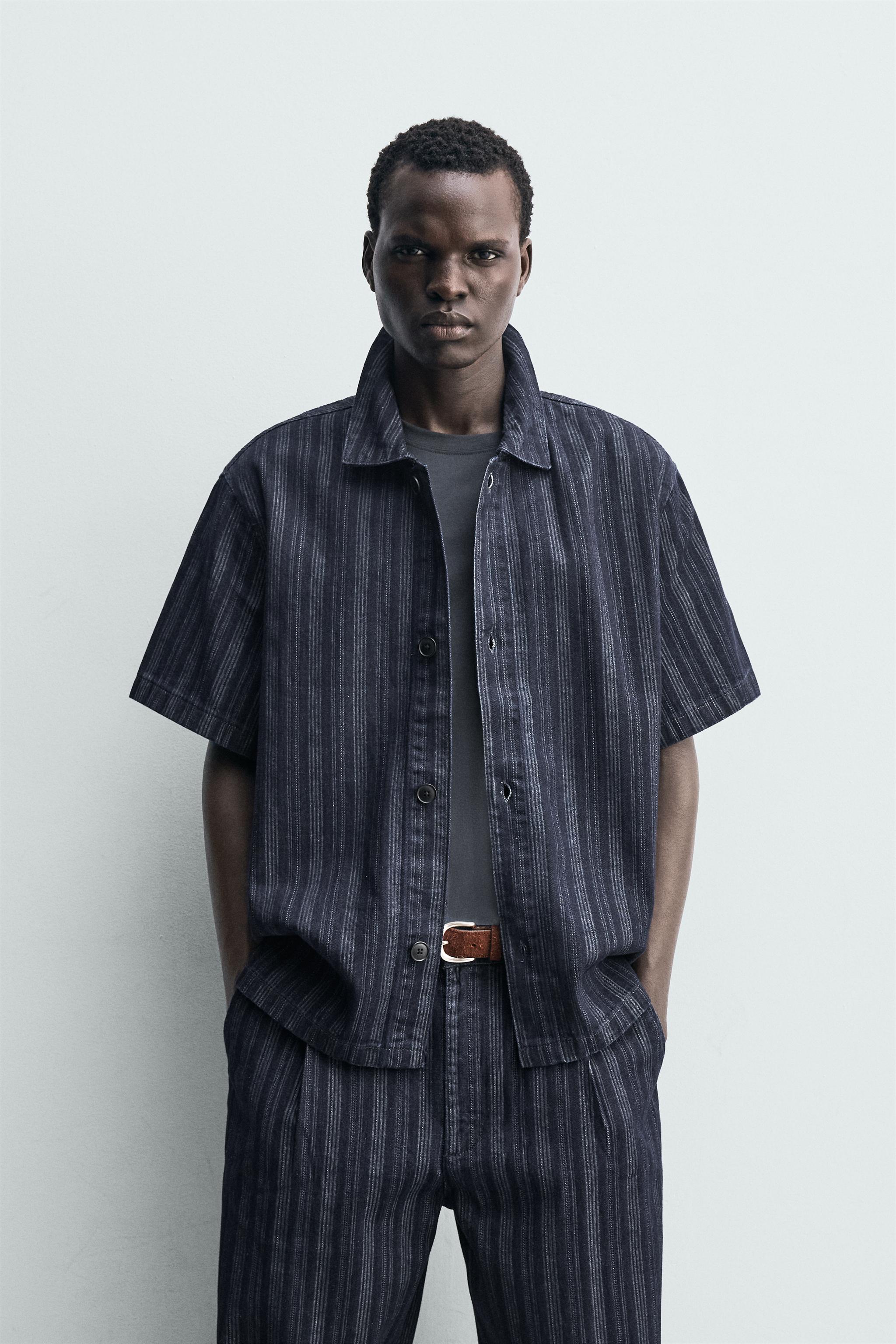 CHEMISE RELAXED FIT JACQUARD RAYURES